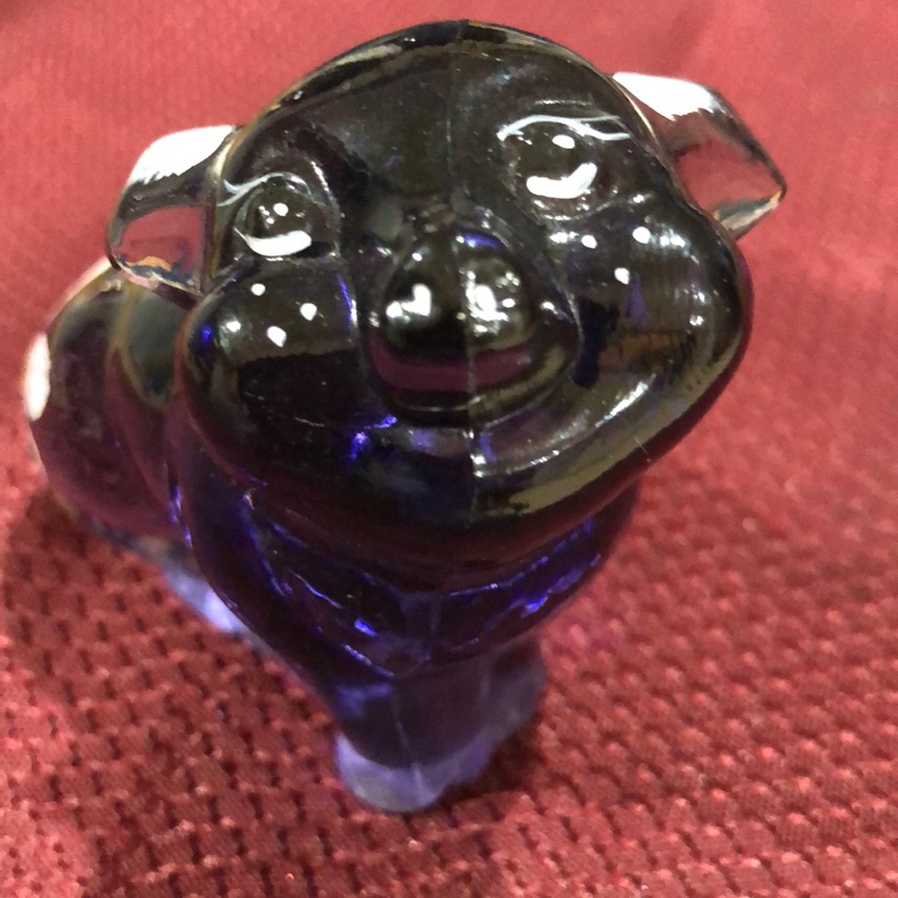 Fenton Purple Hand Painted Pig Figurine w/ Fenton Sticker Signed by Artist